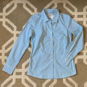 J.Crew Factory Dark Green and White Striped Blouse